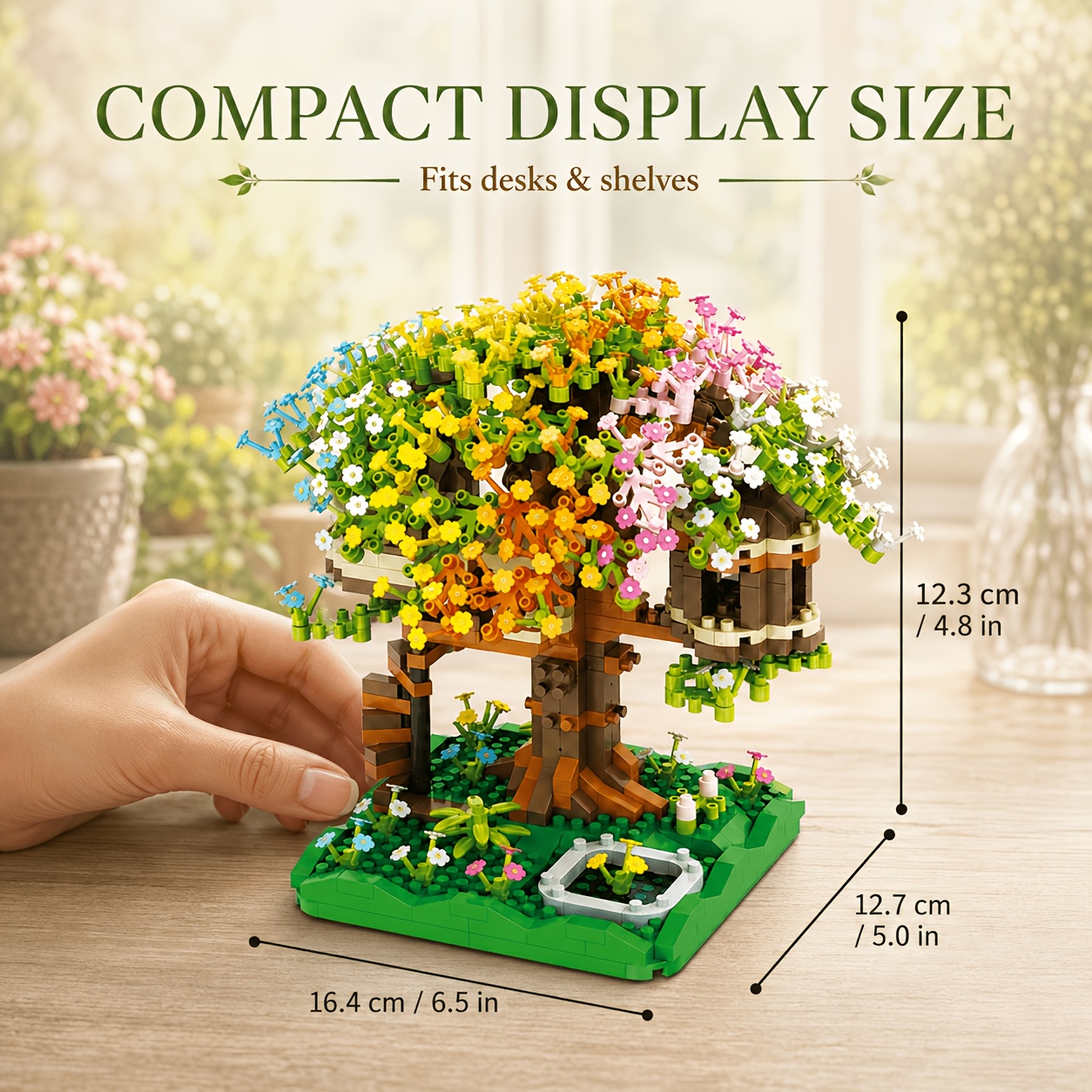 Rainbow Treehouse Building Blocks Set, Dreamy Floral Garden Cottage